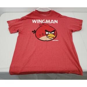 Angry Birds Shirt Men’s XL Red Tee Wingman Red J. Bird Graphic T-Shirt Game